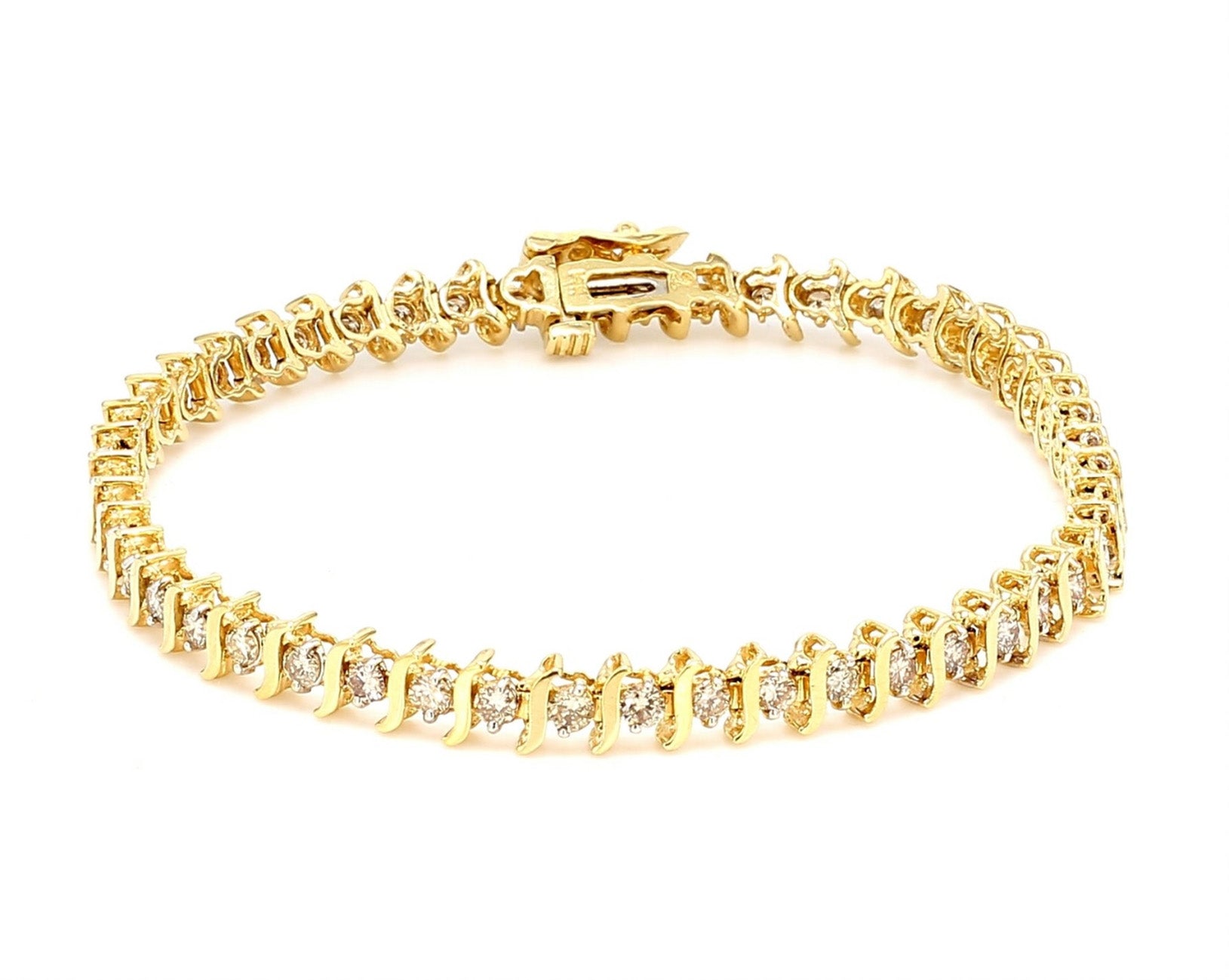 1.00 CTW Round 14 K Yellow Gold Tennis Bracelet