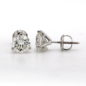 2.03 CTW Round 14 K White Gold Earring Studs