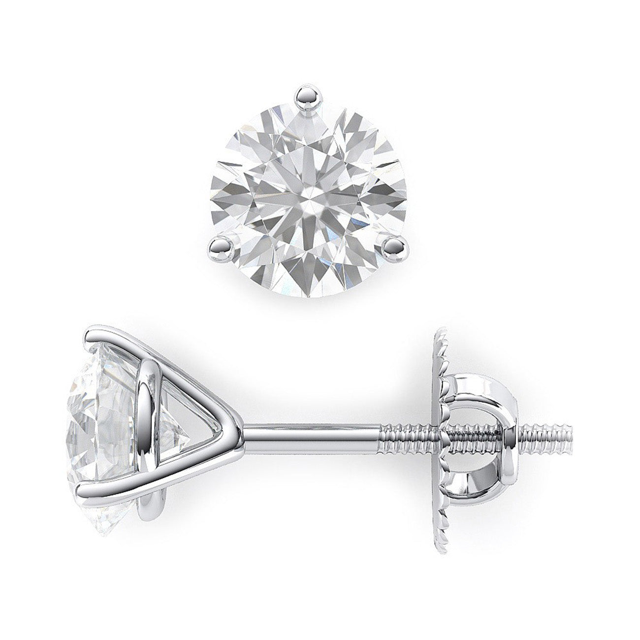 0.75 CTW Round 14 K White Gold Earring Studs