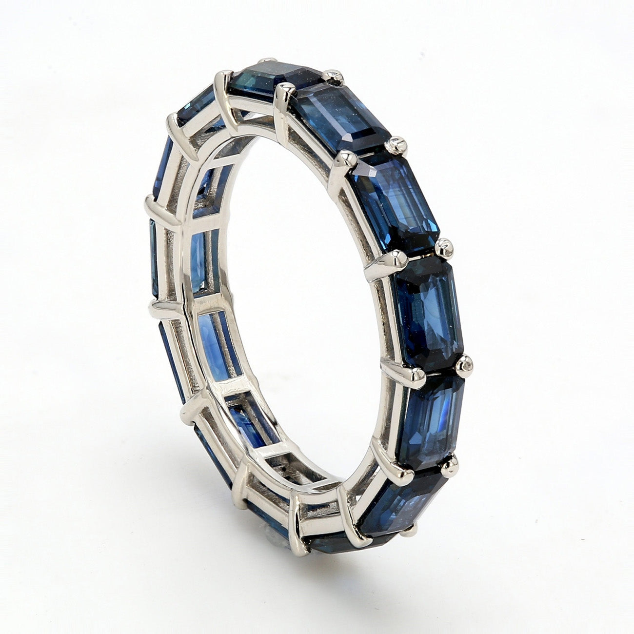 4.14 CTW Emerald Sapphire Platinum Eternity Wedding Band