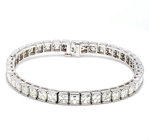 13.76 CTW Asscher Platinum Tennis Bracelet