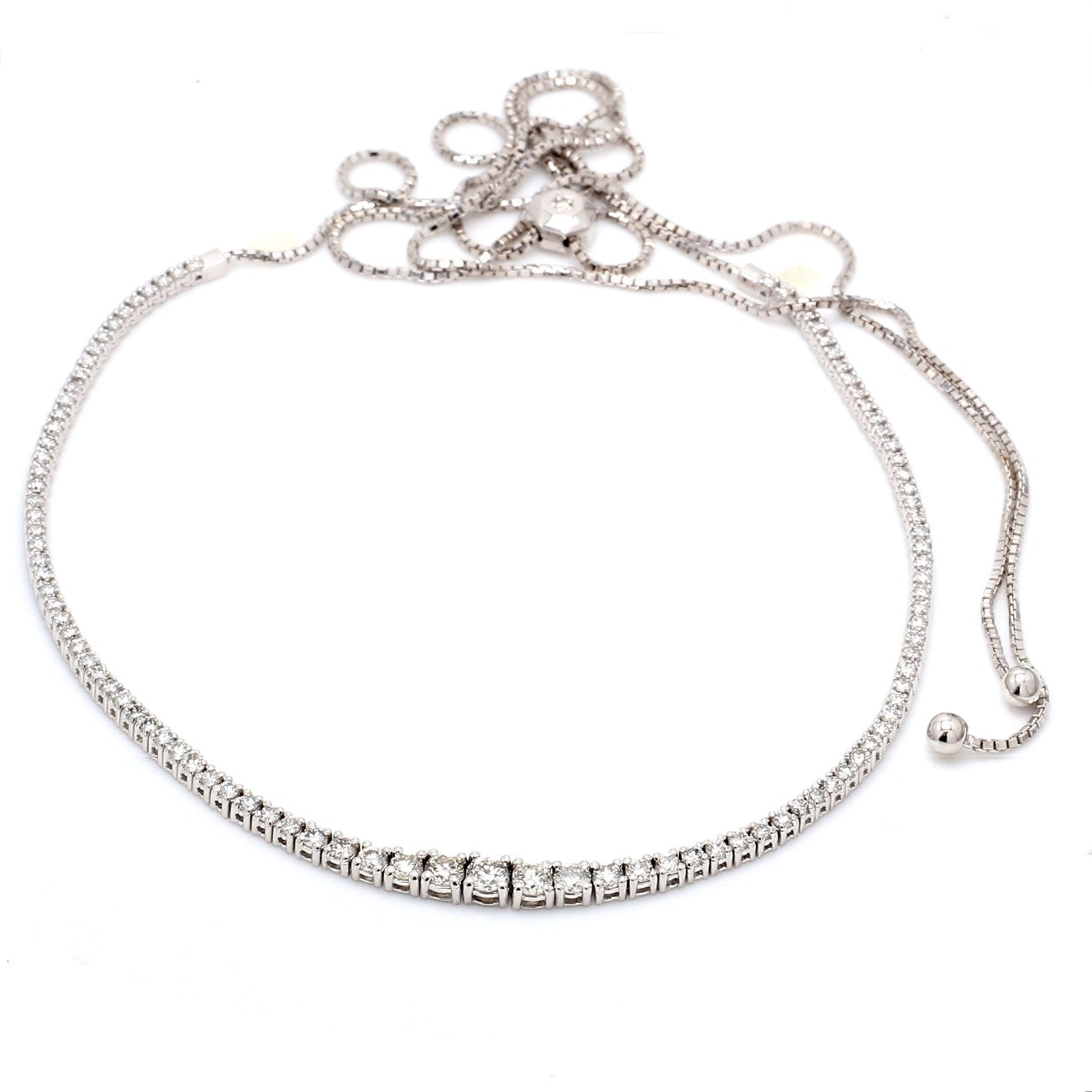 3.40 CTW Round 14 K White Gold Tennis Necklace