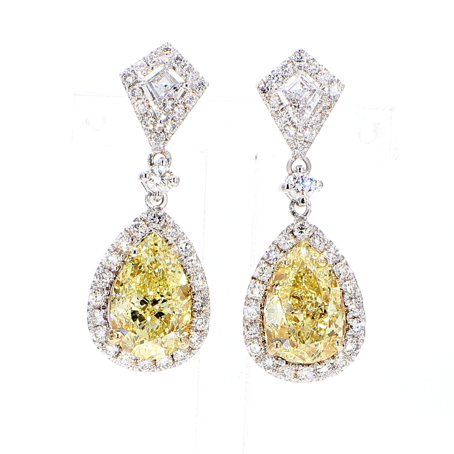 7.56 CTW Pear 18 K White Gold Drop Earrings