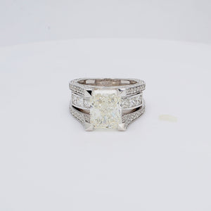 2.29 CTW 14 K White Gold Side Stone Engagement Ring