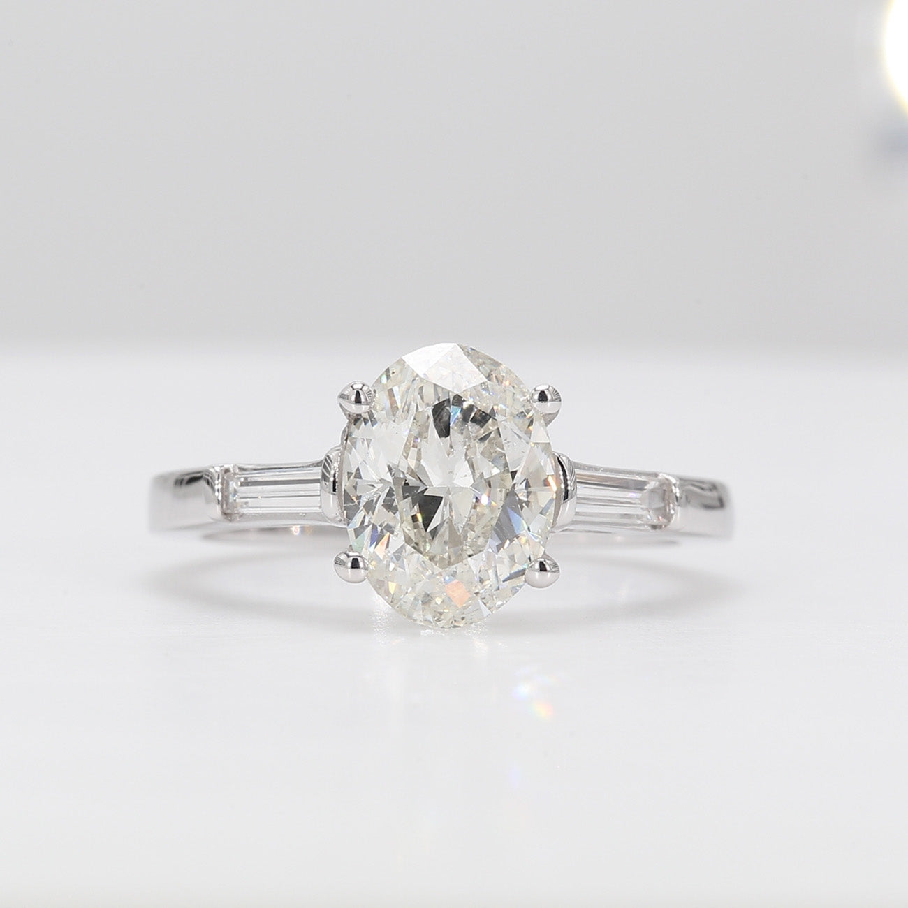 0.20 CTW Tapered Baguette 14 K White Gold Three Stone Engagement Ring