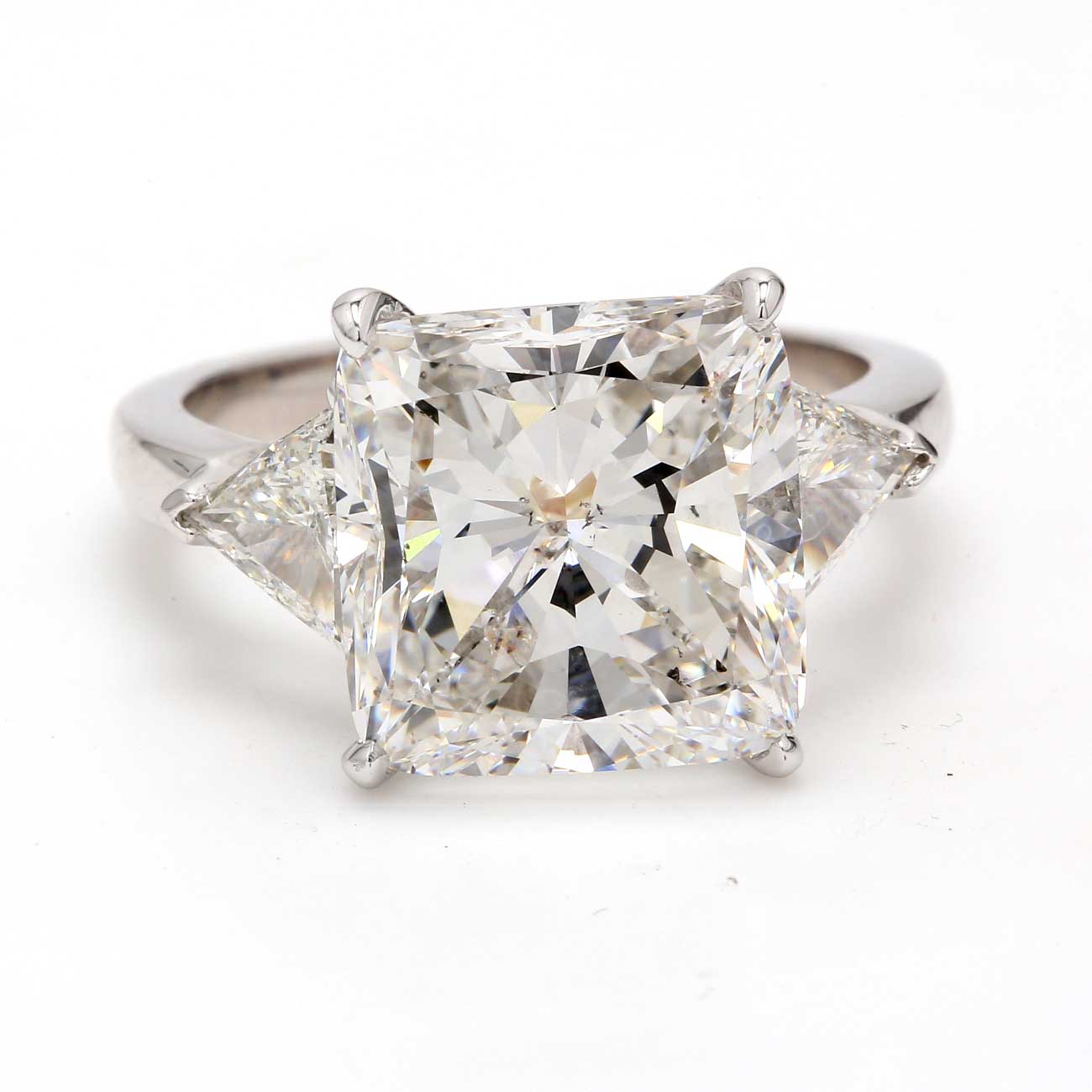 11.56 CTW Cushion Platinum Three Stone Engagement Ring