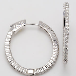 1.42 CTW Round 14 K White Gold Hoop Earrings