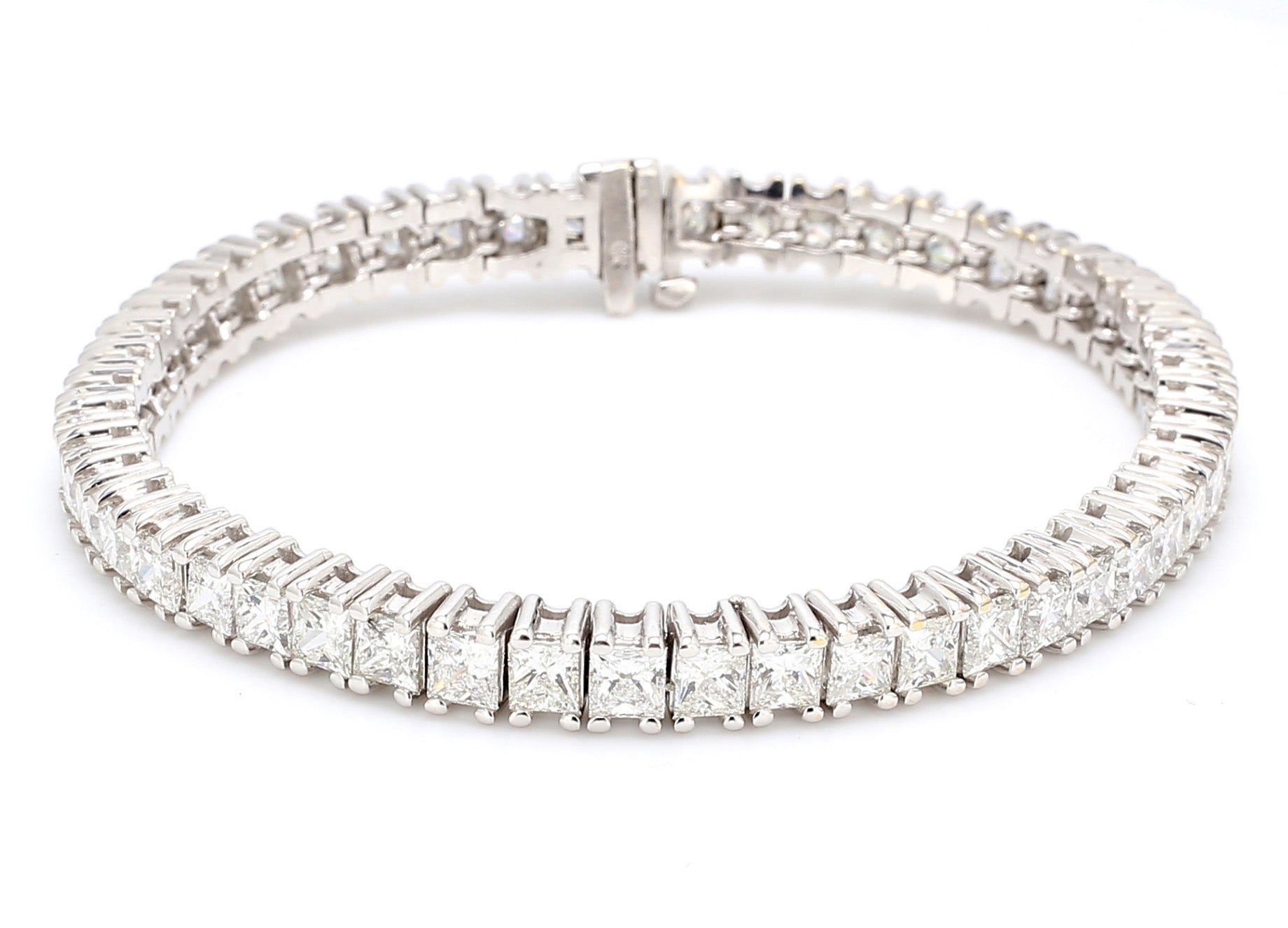 12.53 CTW Princess 14 K White Gold Tennis Bracelet