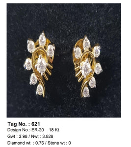0.76 CTW 18 K Yellow Gold Earring Studs