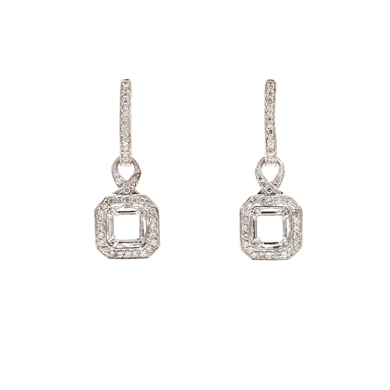 0.55 CTW Round 14 K White Gold Drop Earrings